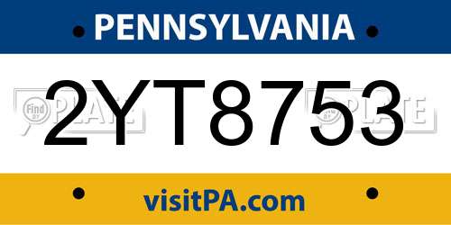 2YT8753 Pennsylvania License Plate