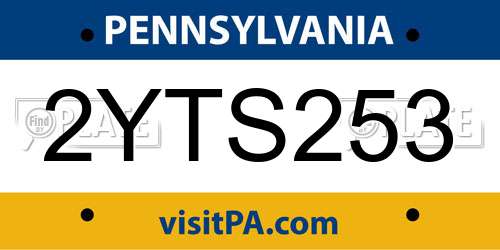 2YTS253 Pennsylvania License Plate