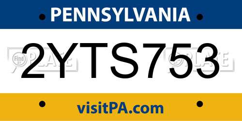 2YTS753 Pennsylvania License Plate