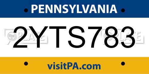 2YTS783 Pennsylvania License Plate