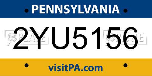 2YU5156 Pennsylvania License Plate