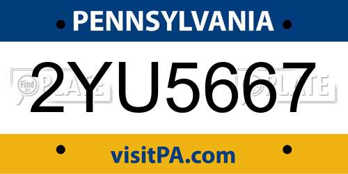 2YU5667 Pennsylvania License Plate