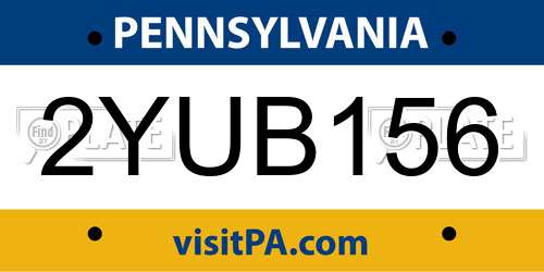2YUB156 Pennsylvania License Plate