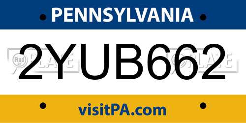 2YUB662 Pennsylvania License Plate