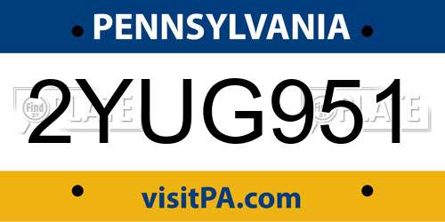 2YUG951 Pennsylvania License Plate