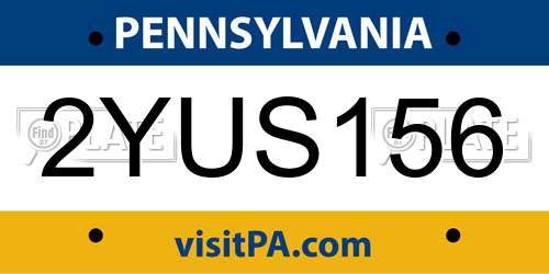 2YUS156 Pennsylvania License Plate
