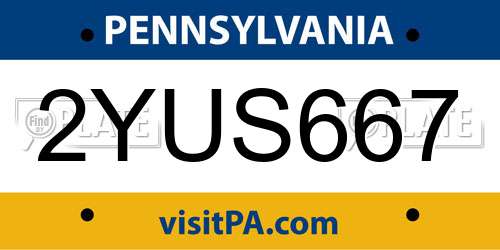 2YUS667 Pennsylvania License Plate