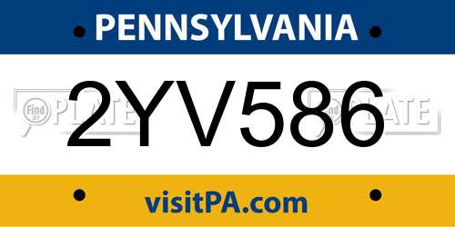 2YV586 Pennsylvania License Plate