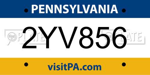 2YV856 Pennsylvania License Plate