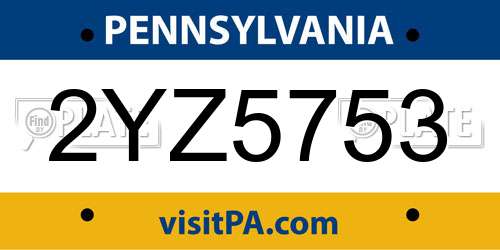 2YZ5753 Pennsylvania License Plate