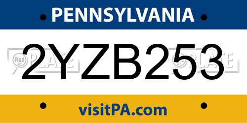 2YZB253 Pennsylvania License Plate
