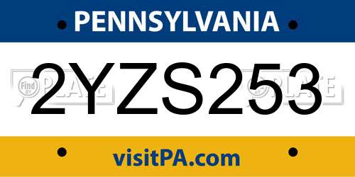 2YZS253 Pennsylvania License Plate