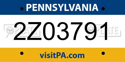 2Z03791 Pennsylvania License Plate
