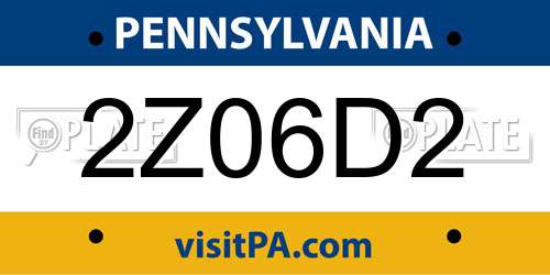 2Z06D2 Pennsylvania License Plate