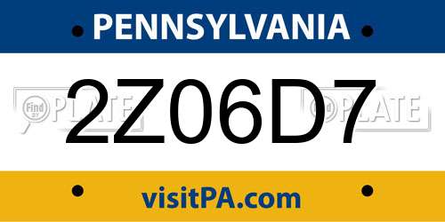 2Z06D7 Pennsylvania License Plate