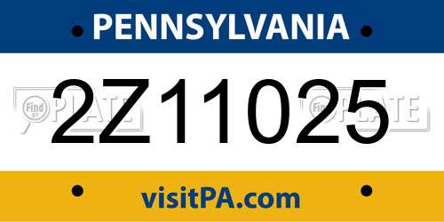 2Z11025 Pennsylvania License Plate