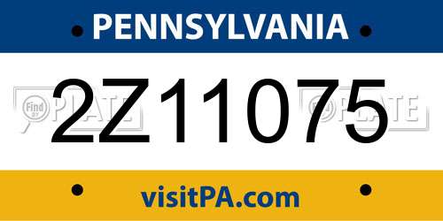 2Z11075 Pennsylvania License Plate