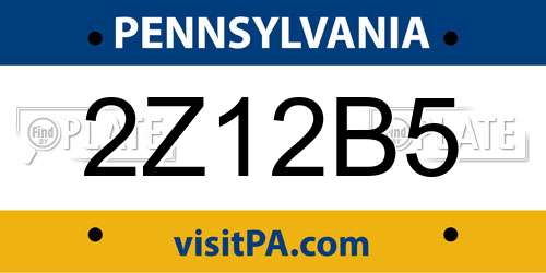 2Z12B5 Pennsylvania License Plate