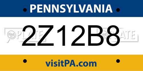 2Z12B8 Pennsylvania License Plate