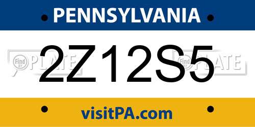 2Z12S5 Pennsylvania License Plate