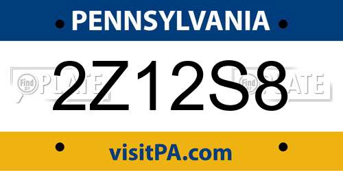 2Z12S8 Pennsylvania License Plate