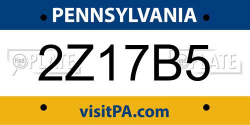 2Z17B5 Pennsylvania License Plate
