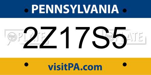 2Z17S5 Pennsylvania License Plate
