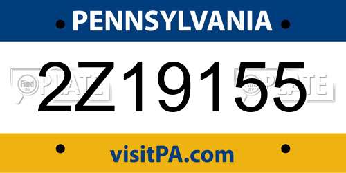 2Z19155 Pennsylvania License Plate