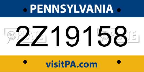 2Z19158 Pennsylvania License Plate