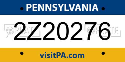 2Z20276 Pennsylvania License Plate