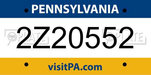 2Z20552 Pennsylvania License Plate