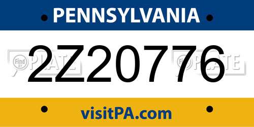 2Z20776 Pennsylvania License Plate
