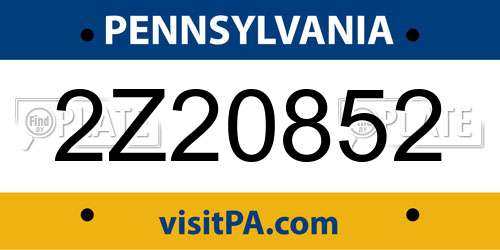 2Z20852 Pennsylvania License Plate