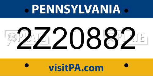 2Z20882 Pennsylvania License Plate