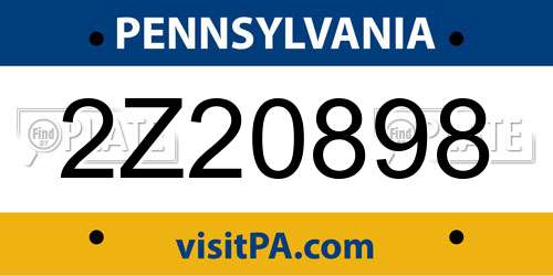 2Z20898 Pennsylvania License Plate