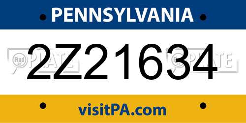 2Z21634 Pennsylvania License Plate