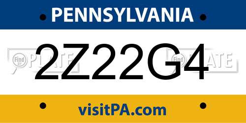 2Z22G4 Pennsylvania License Plate