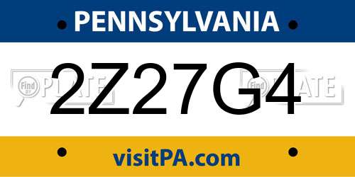 2Z27G4 Pennsylvania License Plate