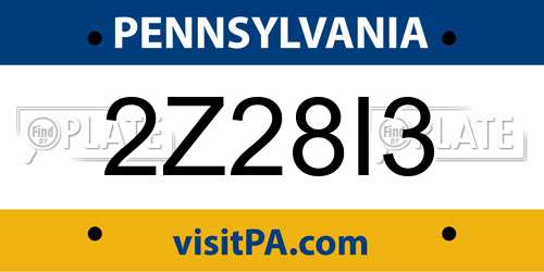 2Z28I3 Pennsylvania License Plate