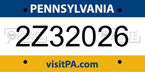 2Z32026 Pennsylvania License Plate