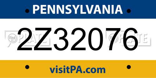 2Z32076 Pennsylvania License Plate