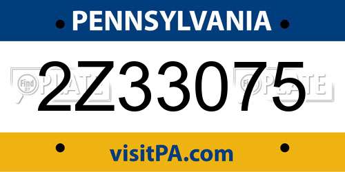 2Z33075 Pennsylvania License Plate