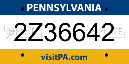 2Z36642 Pennsylvania License Plate