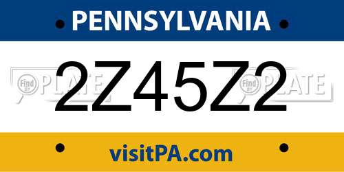 2Z45Z2 Pennsylvania License Plate