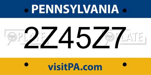 2Z45Z7 Pennsylvania License Plate