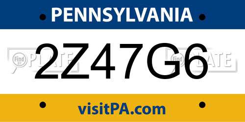 2Z47G6 Pennsylvania License Plate