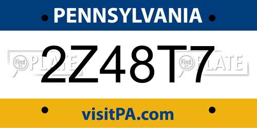 2Z48T7 Pennsylvania License Plate