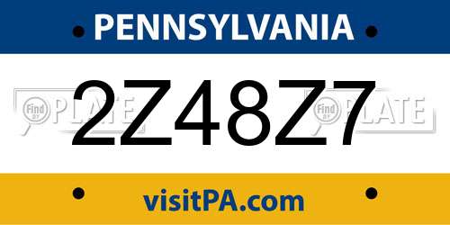 2Z48Z7 Pennsylvania License Plate