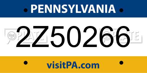 2Z50266 Pennsylvania License Plate