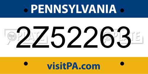 2Z52263 Pennsylvania License Plate